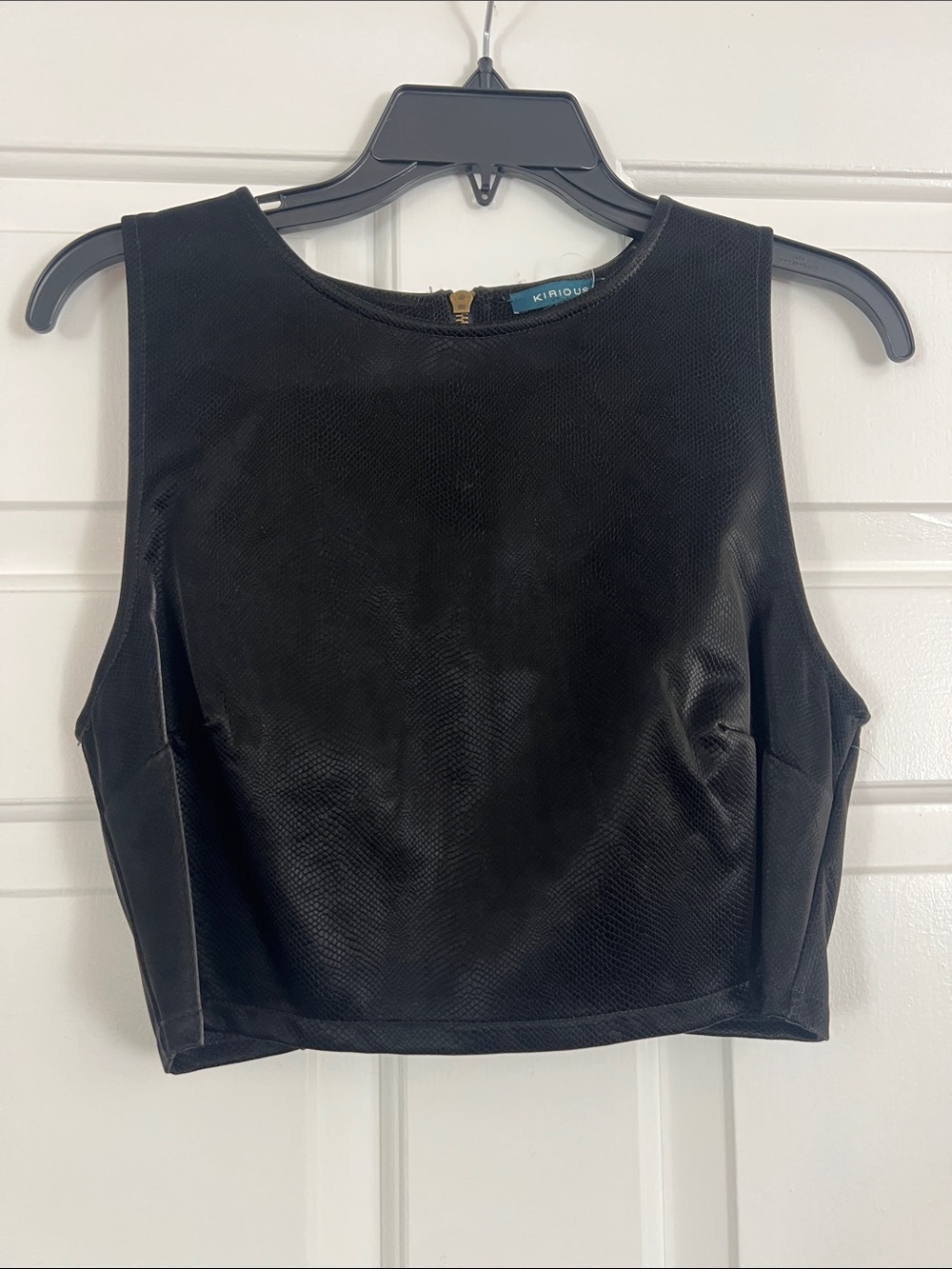 KIRROUS Black Textured Sleeveless Crop Top